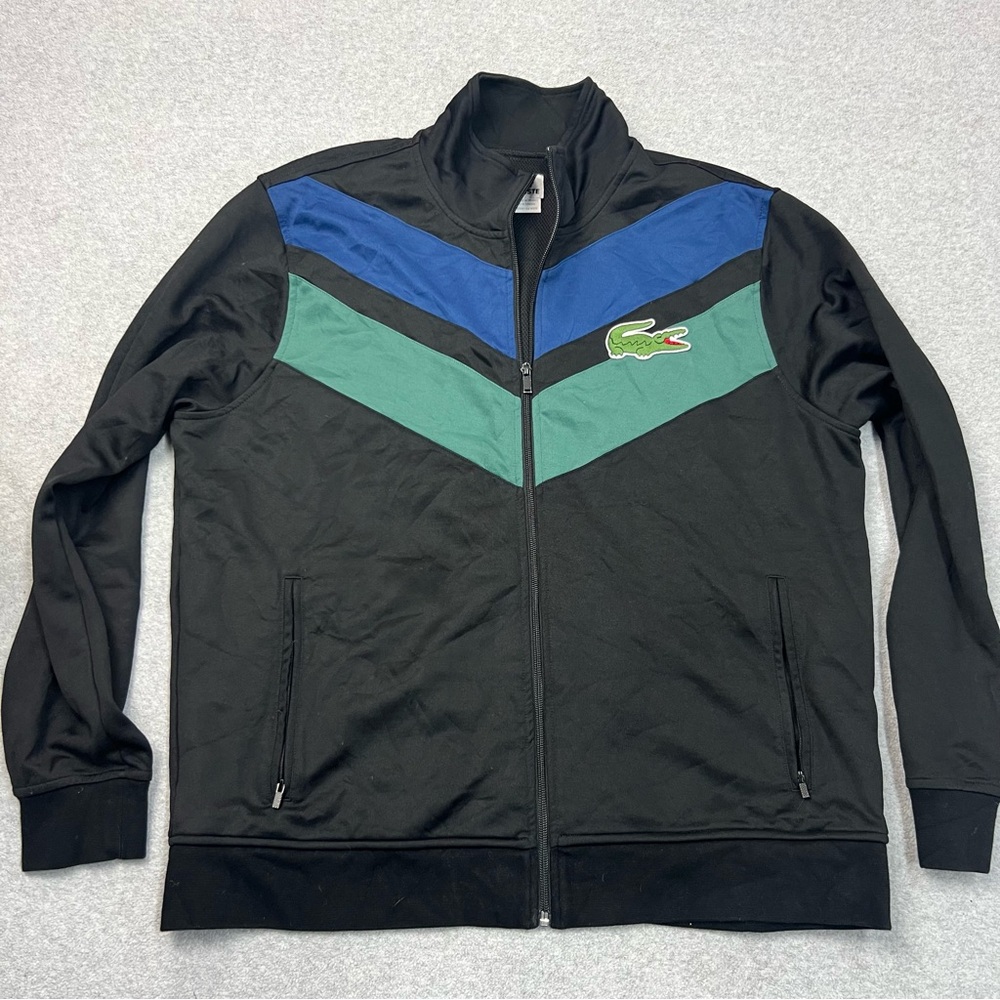 Lacoste jacket men’s size 8 black chevron big croc logo track jacket